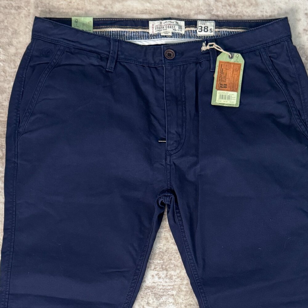 Fat Face Slim Cut Stretch Chinos in Navy Blue, 38x30